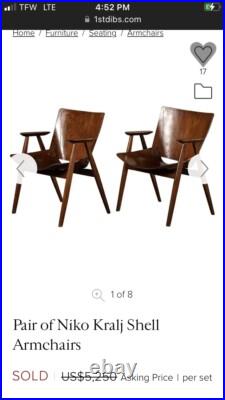 Rare Original Mid Century Modern Niko Kralj Beech Captain's Chair Lupina Label