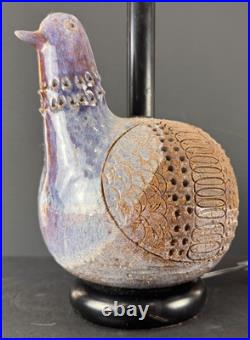 Rare Pair Aldo Londi for Bitossi Italian MCM Art Pottery Partridge Bird Lamps