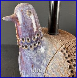 Rare Pair Aldo Londi for Bitossi Italian MCM Art Pottery Partridge Bird Lamps