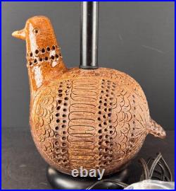 Rare Pair Aldo Londi for Bitossi Italian MCM Art Pottery Partridge Bird Lamps