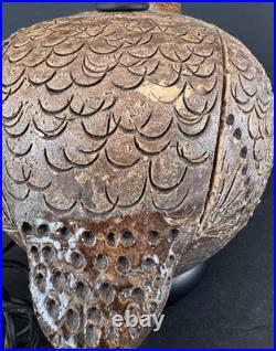 Rare Pair Aldo Londi for Bitossi Italian MCM Art Pottery Partridge Bird Lamps