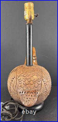Rare Pair Aldo Londi for Bitossi Italian MCM Art Pottery Partridge Bird Lamps
