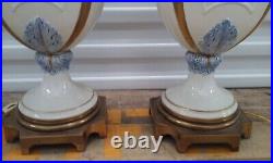 Rare Pair MID Century Modern Marbro Porcelain Lamp French Empire Urn Jug Style