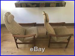 Rare Pair Mid Century Danish Modern Teak Folke Ohlsson Dux Chair Eames