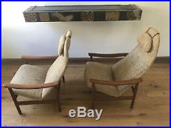Rare Pair Mid Century Danish Modern Teak Folke Ohlsson Dux Chair Eames
