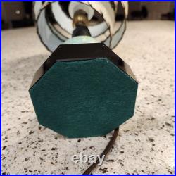 Rare Pair Vtg MCM Bedside Boudior Lamps Aqua & Black Fiberglass Shades 15 Inch