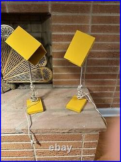 Rare Pair Yellow cube lamps by Robert Sonneman for George Kovacs