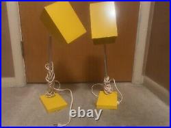 Rare Pair Yellow cube lamps by Robert Sonneman for George Kovacs