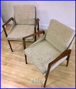 Rare Pair of Ib Kofod Larsen Occasional Chairs for Selig Mid-century Mod MCM 2