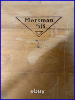 Rare Pair of Mersman 7518 Mid-Century Modern Wood Tables with Storage Shelf