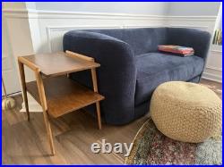 Rare Pair of Mersman 7518 Mid-Century Modern Wood Tables with Storage Shelf