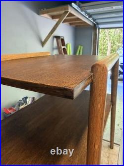 Rare Pair of Mersman 7518 Mid-Century Modern Wood Tables with Storage Shelf