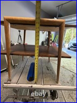 Rare Pair of Mersman 7518 Mid-Century Modern Wood Tables with Storage Shelf