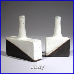 Rare Pair of Mid Century Modern Gambone Pottery Art Vases Italy Signed
