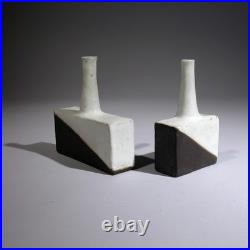 Rare Pair of Mid Century Modern Gambone Pottery Art Vases Italy Signed