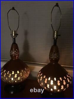 Rare Pair of Vintage Mid-Century Modern Ceramic 3 Way Lamps/Works Of Art