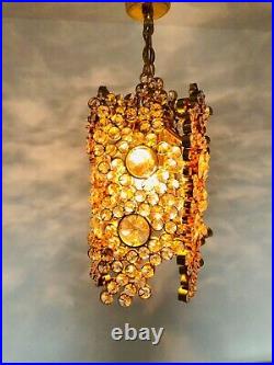 Rare Palwa Crystal Pendant Lamp Mid Century Modern Germany 1960s