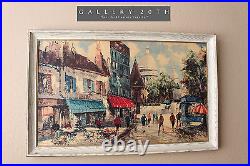 Rare! Paris Cityscape Vtg Print! Wall Art 50's Montmartre Oil MID Century Modern