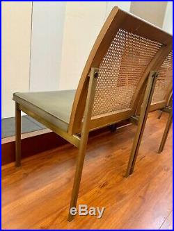Rare Paul McCobb Mid Century Lane Dining Chair Cane Back Brass Green 70s Wicker