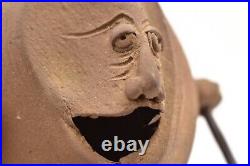 Rare Phil Mundt Art Studio Pottery Raku Sculpture Vase Figure Face Faces Signed