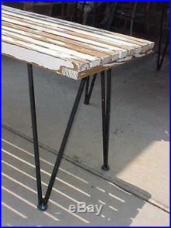 Rare Pipsan Saarinen For Ficks Reed Hairpin Iron Slatted Lrg Table & Match Bench
