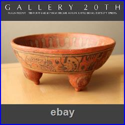 Rare! Polychromed Mayan Tri-footed Rattle Bowl! MID Century Modern Vtg Orig. Art