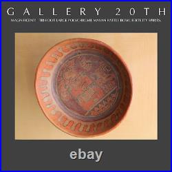 Rare! Polychromed Mayan Tri-footed Rattle Bowl! MID Century Modern Vtg Orig. Art