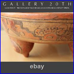 Rare! Polychromed Mayan Tri-footed Rattle Bowl! MID Century Modern Vtg Orig. Art