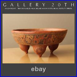 Rare! Polychromed Mayan Tri-footed Rattle Bowl! MID Century Modern Vtg Orig. Art