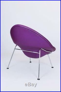 Rare Purple Leather Globe Lounge Chair & Ottoman by Pierre Paulin for Artifort