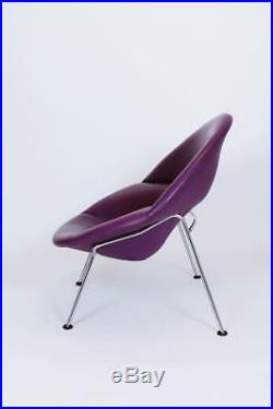 Rare Purple Leather Globe Lounge Chair & Ottoman by Pierre Paulin for Artifort