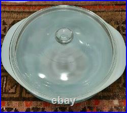 Rare Pyrex Promotional BLOWING LEAVES (#024) Round Lidded Casserole Turquoise