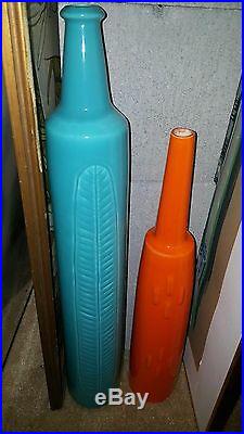 Rare, Really! Pair Of Jaru Monumental Mid-century Bottle Vases Mod Colors Bright