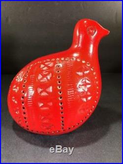 Rare Red Italy Bitossi Ceramic Bird Quail Mid Century RAYMOR Aldo Londi