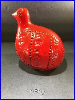 Rare Red Italy Bitossi Ceramic Bird Quail Mid Century RAYMOR Aldo Londi