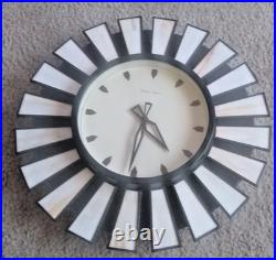 Rare Robert Abbey Mid Century Modern Sunburst Wall Clock Stained Glass 14 WORKS