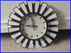 Rare Robert Abbey Mid Century Modern Sunburst Wall Clock Stained Glass 14 WORKS