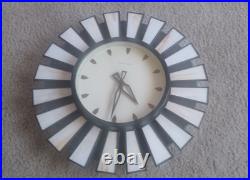 Rare Robert Abbey Mid Century Modern Sunburst Wall Clock Stained Glass 14 WORKS