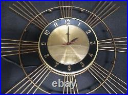 Rare Robertshaw-Fulton Atomic Starburst Brass Clock Mid century modern vintage