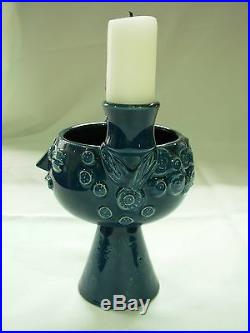 Rare Rosenthal Bjorn Wiinblad Blue Pottery Centerpiece Head Vase Candle Holder