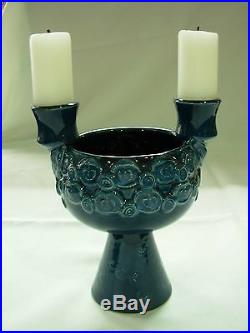 Rare Rosenthal Bjorn Wiinblad Blue Pottery Centerpiece Head Vase Candle Holder