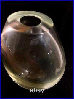 Rare Sardinia Crystal Large Oval Vase Signed. Made In Italy