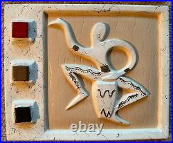 Rare Set Vintage 50s Plaster Tribal Drums Wall Hangings Mid Century MCM Modern