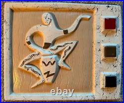 Rare Set Vintage 50s Plaster Tribal Drums Wall Hangings Mid Century MCM Modern