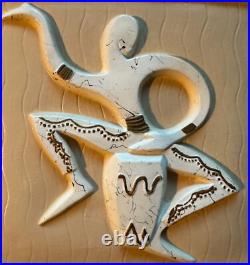 Rare Set Vintage 50s Plaster Tribal Drums Wall Hangings Mid Century MCM Modern