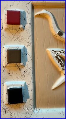 Rare Set Vintage 50s Plaster Tribal Drums Wall Hangings Mid Century MCM Modern