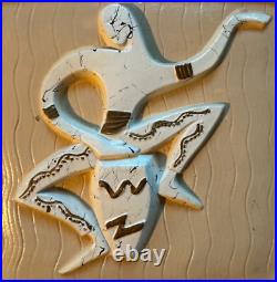 Rare Set Vintage 50s Plaster Tribal Drums Wall Hangings Mid Century MCM Modern