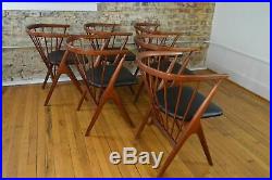 Rare Set of 6 Helge Sibast No. 8 Danish Mid Century Modern Teak Dining Chairs