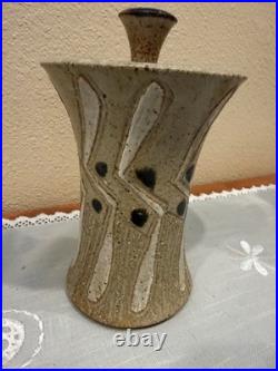 Rare Signed Mark Fleming Mid Century Modern Stoneware Canister Ca. Pond Art