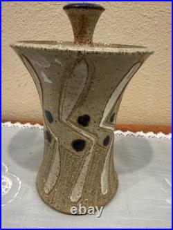 Rare Signed Mark Fleming Mid Century Modern Stoneware Canister Ca. Pond Art Rare Signed Mark Fleming Mid Century Modern Stoneware Canister Ca. Pond Art